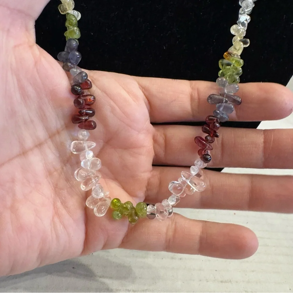 Natural Multi Gemstone Tear Drops Briolette Beaded Necklace 6-10 MM 38 Inch - Picture 11 of 16